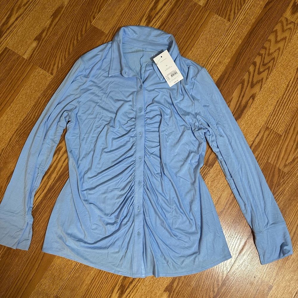 Isabel Maternity by Ingrid & Isabel Sky Blue Button-Up Shirt